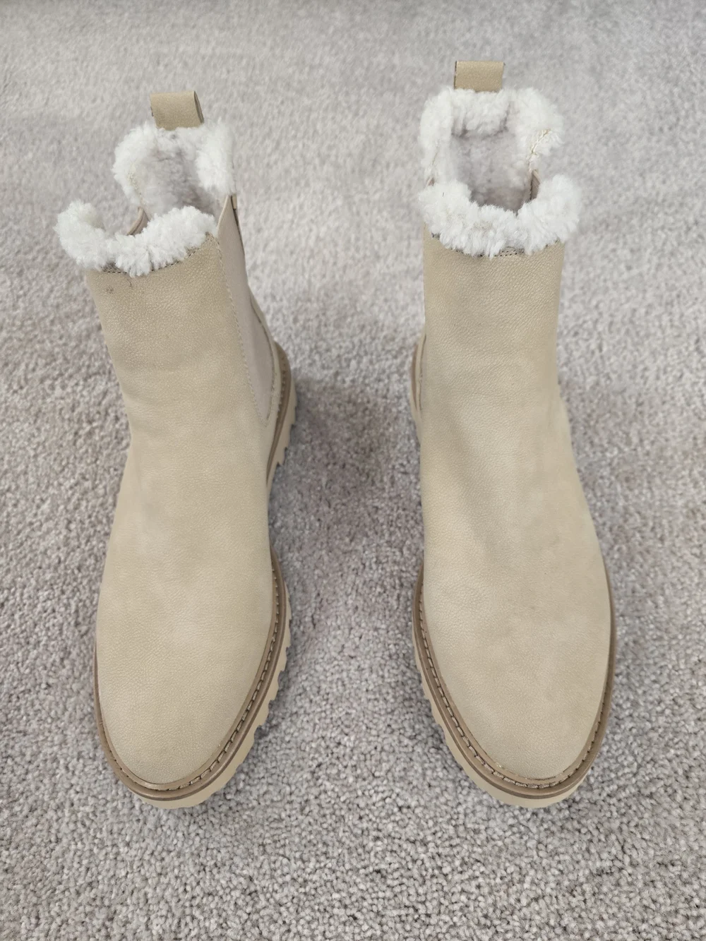 J. Crew Cream Suede Sherpa-Lined Ankle Booties